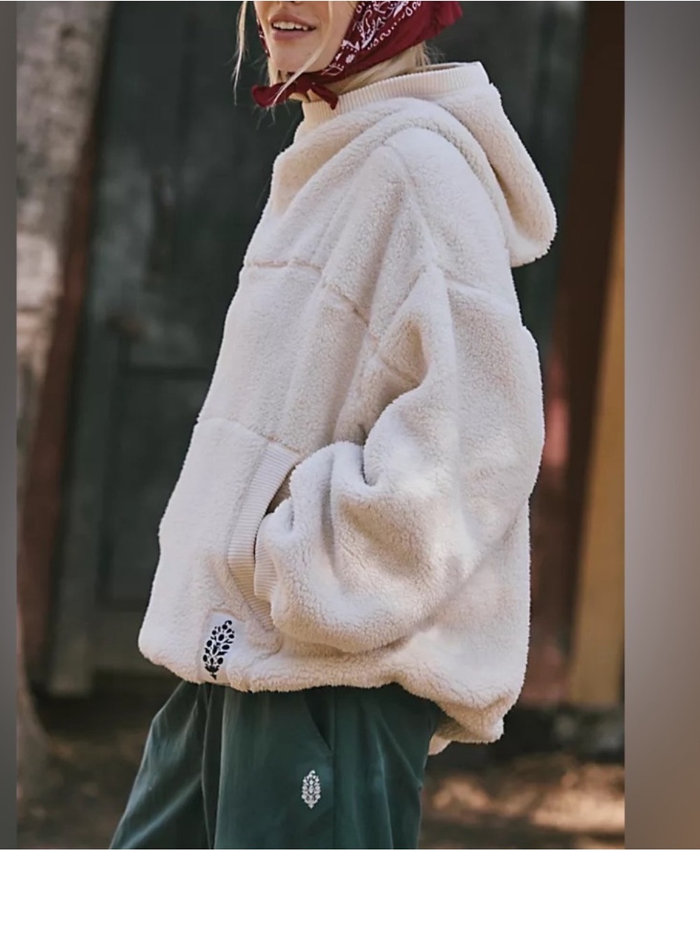 Last 1!💗 NWT Free People x FP Movement Scout It Out Fleece Pullover Ivory - Picture 4 of 10
